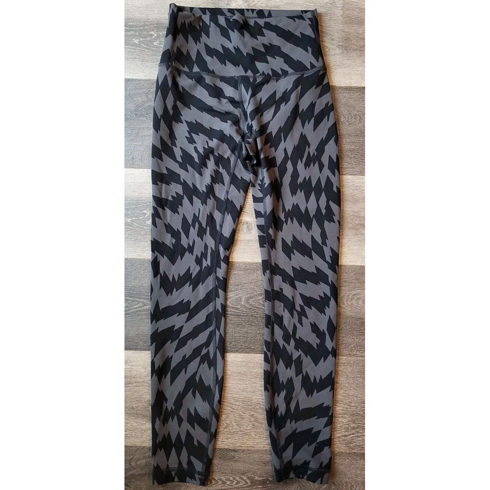 Lululemon Wunder Train High-Rise Tight 25" Everlux LW5CQNS Gray Black Zig Size 4